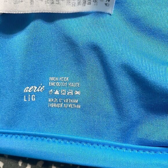 aerie swim top cross cross tie back light blue size L - Picture 3 of 4